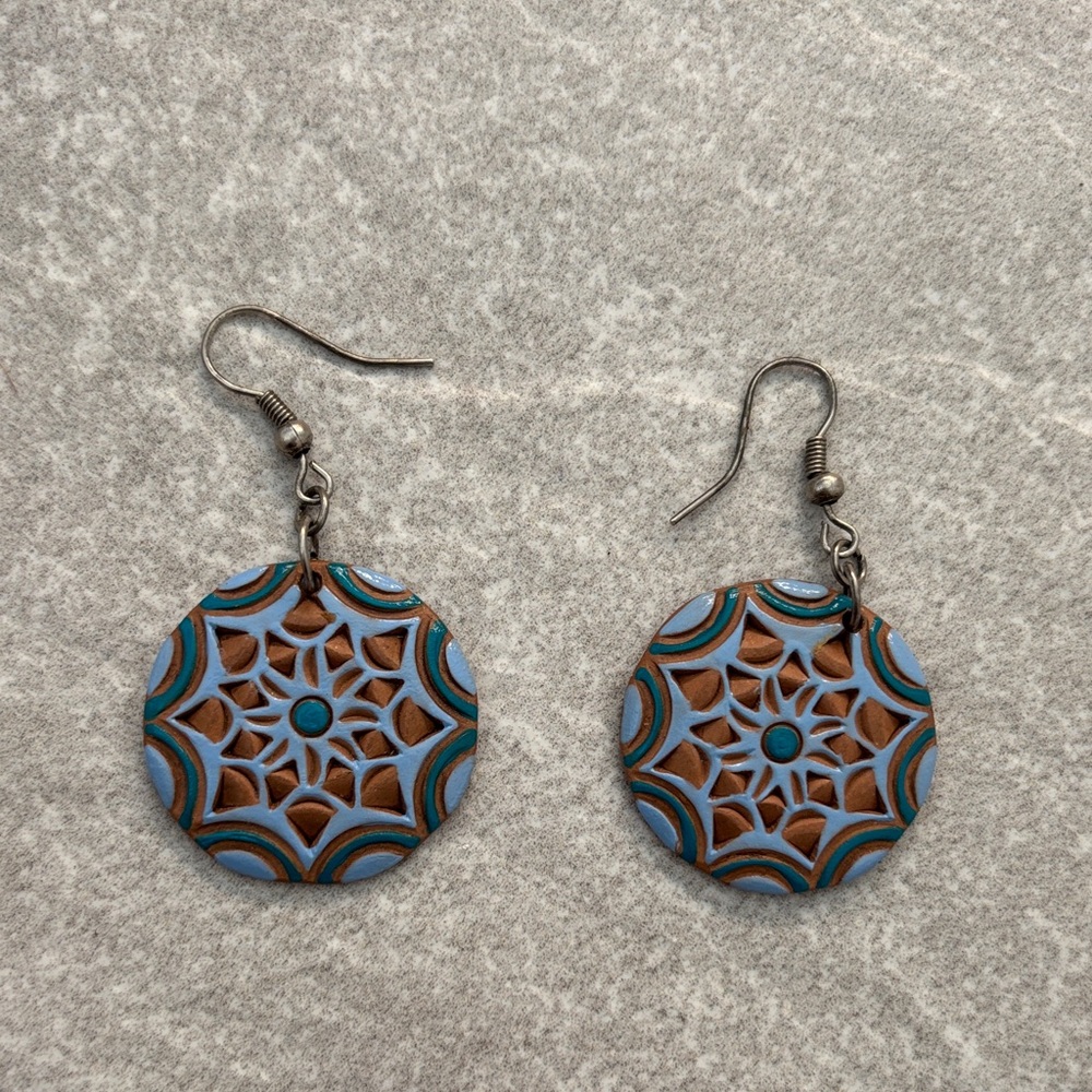 Elegant Blue and Brown Earrings
